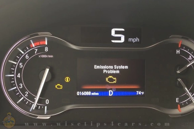 Honda dashboard showing Emissions System Challenges Problem